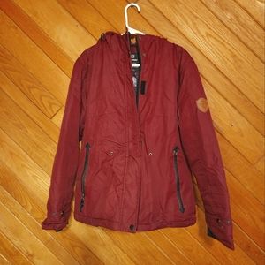 Wantdo large dark red hooded winter jacket